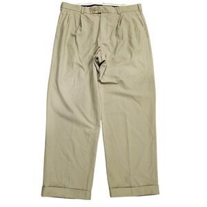 Champions‎ Tour Men's Khaki Pleated Poly Chino Golf Pants 36x29 Cuffed
